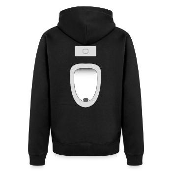 Pissoir - Unisex Premium Bio Zip Hoodie - Schwarz - Hinten - Nico (187cm)