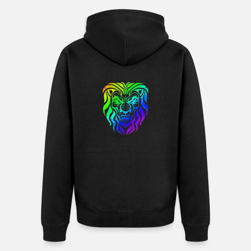 | lion | animale | prédateur Rugir - Veste à capuche bio Premium Unisexe - noir