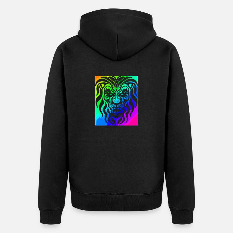 | lion | animale | prédateur Rugir - Veste à capuche bio Premium Unisexe - noir