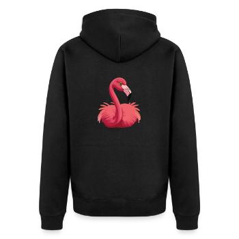 flamingo - Unisex Premium Bio Zip Hoodie - Schwarz - Hinten - Nico (187cm)