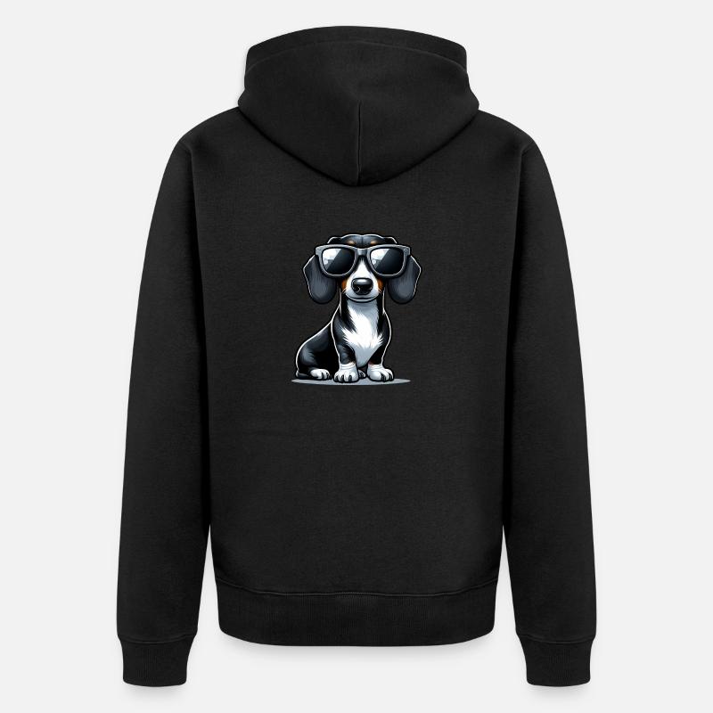 Chien teckel mignon - Veste à capuche bio Premium Unisexe - noir