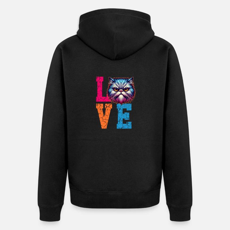 Grumpy love cat - Unisex Premium Bio Zip Hoodie - Schwarz