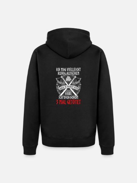 Wikinger - 3 Mal - Unisex Premium Bio Zip Hoodie - Schwarz