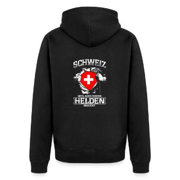 Suisse - heroes - Europe - Veste à capuche bio Premium Unisexe - noir - Dos - Nico (187cm)