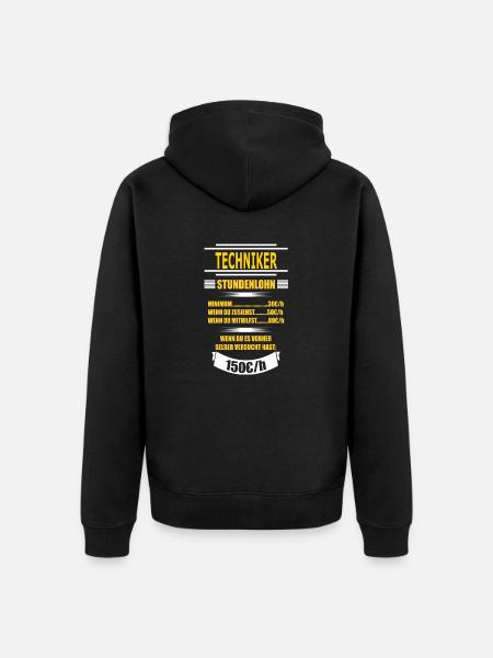 TECHNIKER - Unisex Premium Bio Zip Hoodie - Schwarz