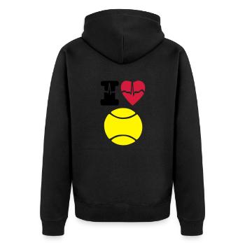 Ich Liebe Tennis - Unisex Premium Bio Zip Hoodie - Schwarz - Hinten - Nico (187cm)