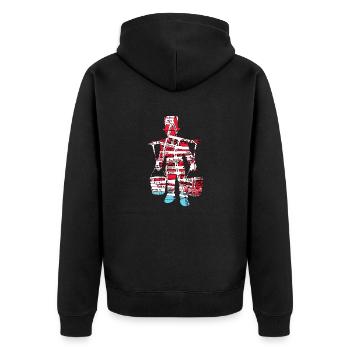 Hamburg - Unisex Premium Bio Zip Hoodie - Schwarz - Hinten - Nico (187cm)
