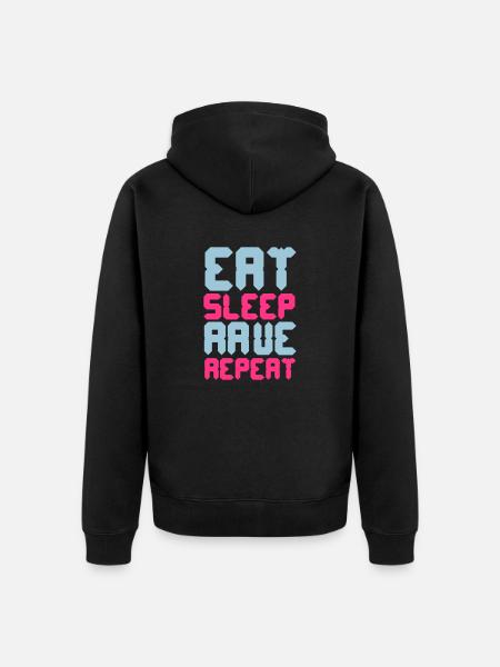 Eat Sleep Rave Repeat - Unisex Premium Organic Zip Hoodie - black