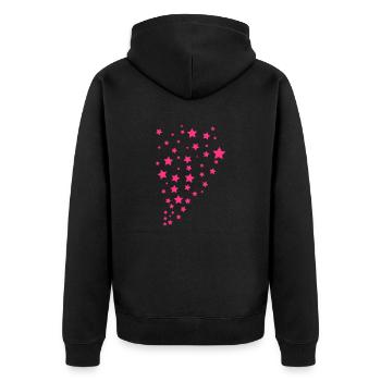 Viele Sterne Nacht Himmel Schauer Pink - Unisex Premium Bio Zip Hoodie - Schwarz - Hinten - Nico (187cm)