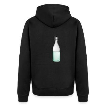 Wasserflasche Flasche Korken - Unisex Premium Bio Zip Hoodie - Schwarz - Hinten - Nico (187cm)