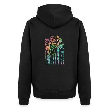 Blumen - Unisex Premium Bio Zip Hoodie - Schwarz - Hinten - Nico (187cm)