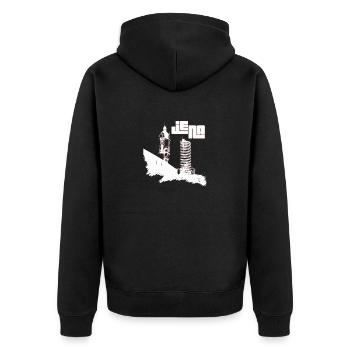 Jena J cool abstract artistic - Unisex Premium Organic Zip Hoodie - black - Back - Nico (187cm)