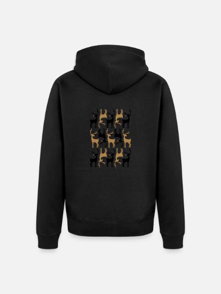 Reindeer - Unisex Premium Organic Zip Hoodie - black