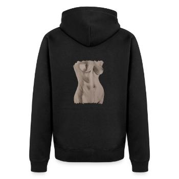 Naked female bust - Unisex Premium Organic Zip Hoodie - black - Back - Nico (187cm)