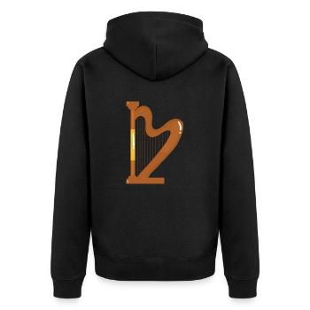 Harfe - Unisex Premium Bio Zip Hoodie - Schwarz - Hinten - Nico (187cm)