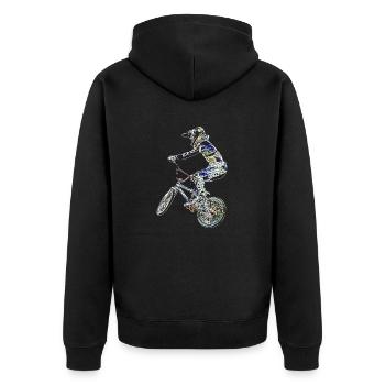 BMX Race Racing Mountainbike Motocross - Unisex Premium Bio Zip Hoodie - Schwarz - Hinten - Nico (187cm)