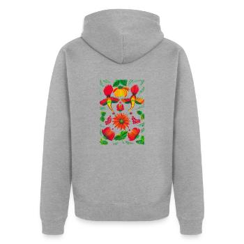 Ornements de fleurs ukrainiennes. Horaire de Petrykovsky - Veste à capuche bio Premium Unisexe - gris chiné - Dos - Nico (187cm)