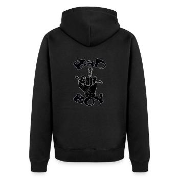 Bad boy avec une main noir - Veste à capuche bio Premium Unisexe - noir - Dos - Nico (187cm)