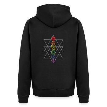 Rainbow Shapes - Unisex Premium Bio Zip Hoodie - Schwarz - Hinten - Nico (187cm)