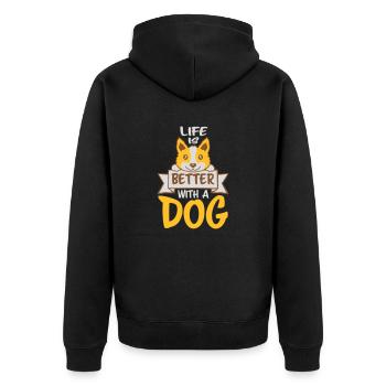 better with a dog - Unisex Premium Organic Zip Hoodie - black - Back - Nico (187cm)