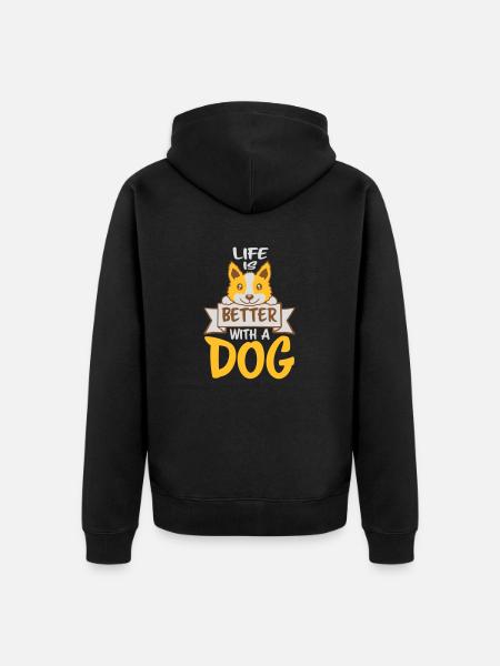 better with a dog - Unisex Premium Organic Zip Hoodie - black