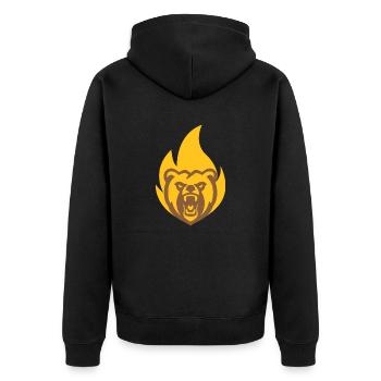 Strong Bear Flame - Unisex Premium Organic Zip Hoodie - black - Back - Nico (187cm)