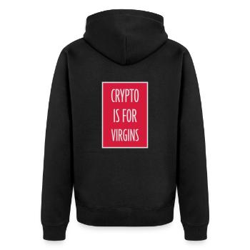 crypto is for virgins - Unisex Premium Organic Zip Hoodie - black - Back - Nico (187cm)