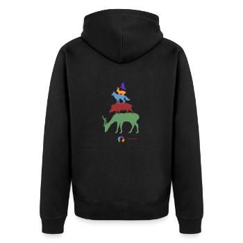 Pyramide ANIMALs Woods - Unisex Premium Bio Zip Hoodie - Schwarz - Hinten - Nico (187cm)