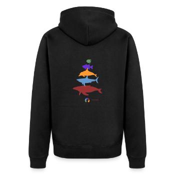 Pyramide ANIMALs Ozean - Unisex Premium Bio Zip Hoodie - Schwarz - Hinten - Nico (187cm)