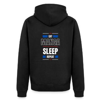 EAT MANGA SLEEP REPEAT - Unisex Premium Bio Zip Hoodie - Schwarz - Hinten - Nico (187cm)