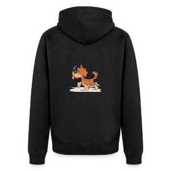 Dog with butterfly - Unisex Premium Organic Zip Hoodie - black - Back - Nico (187cm)