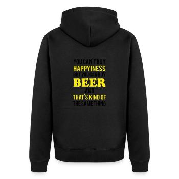 Bier Wein Whiskey Schnaps Alkohol - Unisex Premium Bio Zip Hoodie - Schwarz - Hinten - Nico (187cm)