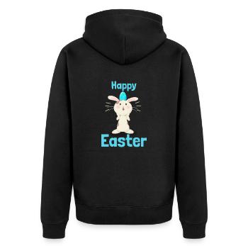 Happy Easter - Unisex Premium Bio Zip Hoodie - Schwarz - Hinten - Nico (187cm)