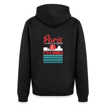 PARIS N’EST PAS UNE VILLE EST UN MONDE - Veste à capuche bio Premium Unisexe - noir - Dos - Nico (187cm)