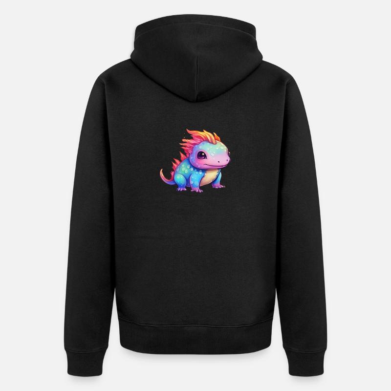 Rainbow Spell - Le mignon Axolotl - Veste à capuche bio Premium Unisexe - noir