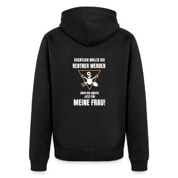 Lustige Rentner Sprüche zum Verschenken - Unisex Premium Bio Zip Hoodie - Schwarz - Hinten - Nico (187cm)