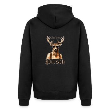 Hirsch auf der Pirsch mit Sonnenbrille Dorffest - Unisex Premium Bio Zip Hoodie - Schwarz - Hinten - Nico (187cm)