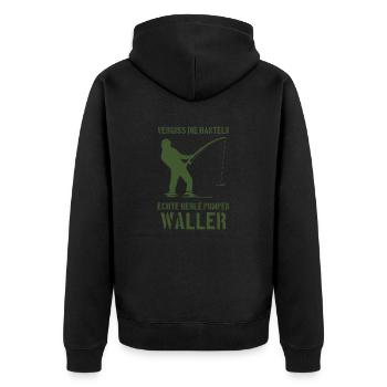 Vergiss die Hanteln echte Kerle pumpen Waller - Unisex Premium Bio Zip Hoodie - Schwarz - Hinten - Nico (187cm)