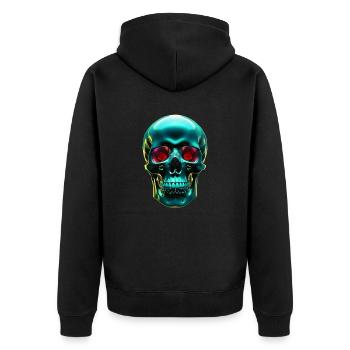 Green Skull - Unisex Premium Organic Zip Hoodie - black - Back - Nico (187cm)