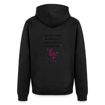 j’ai choisi d’être un flamant rose - Veste à capuche bio Premium Unisexe - noir - Dos - Nico (187cm)