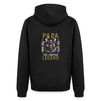 Jagd, Wild, Jagd, Natur, Jäger, Tierwelt - Unisex Premium Bio Zip Hoodie - Schwarz - Hinten - Nico (187cm)