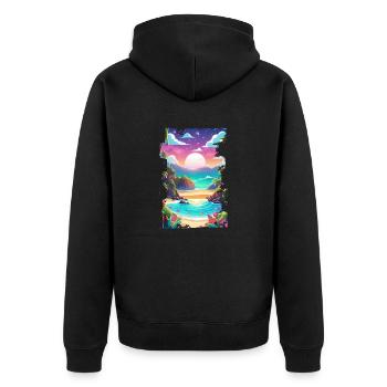 plage vacances soleil mer - Veste à capuche bio Premium Unisexe - noir - Dos - Nico (187cm)