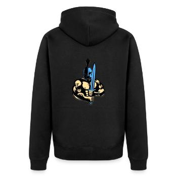 Sparta Warrior - Unisex Premium Organic Zip Hoodie - black - Back - Nico (187cm)