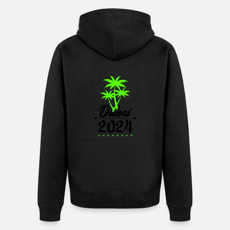 Palmiers de Dubaï 2024 - Veste à capuche bio Premium Unisexe - noir