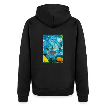 Die Wellenreiter - Unisex Premium Bio Zip Hoodie - Schwarz - Hinten - Nico (187cm)