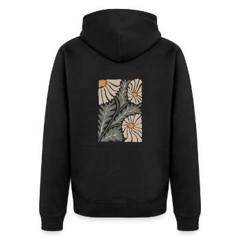 Retro Groovy Blumen - Unisex Premium Bio Zip Hoodie - Schwarz - Hinten - Nico (187cm)