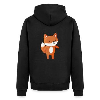 Fuchs - Unisex Premium Bio Zip Hoodie - Schwarz - Hinten - Nico (187cm)