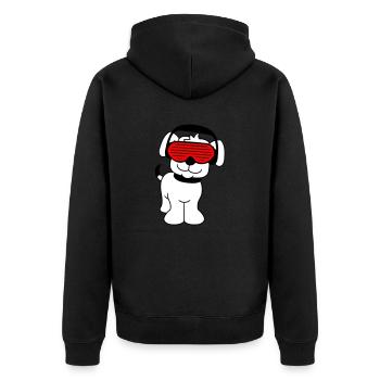 Cool Mignon DJ Chien Animal de compagnie Chiot Musique de fête - Veste à capuche bio Premium Unisexe - noir - Dos - Nico (187cm)
