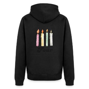 Kerze zum 4. Jahrestag - Unisex Premium Bio Zip Hoodie - Schwarz - Hinten - Nico (187cm)