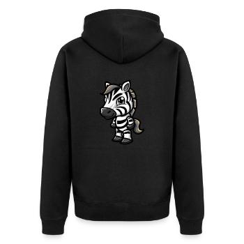 zebra - Unisex Premium Bio Zip Hoodie - Schwarz - Hinten - Nico (187cm)